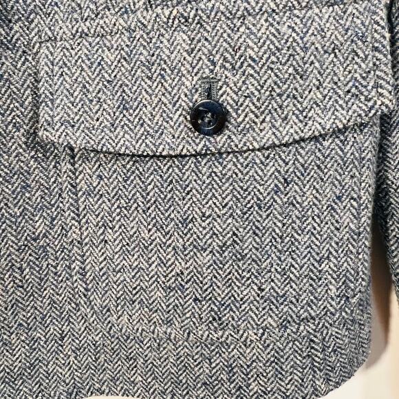 LL Bean Herringbone Tweed Blazer Wool Silk Blue Lined 3 Button Jacket Small - Picture 11 of 13